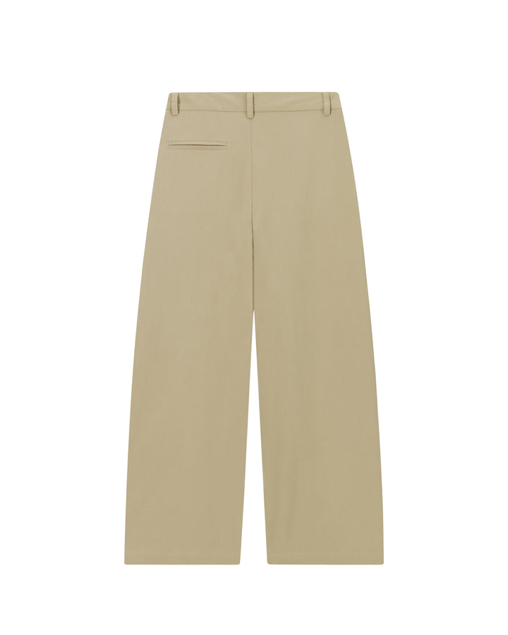 PANTALÓN ANCHO BEIGE CON BOLSILLOS TRASEROS